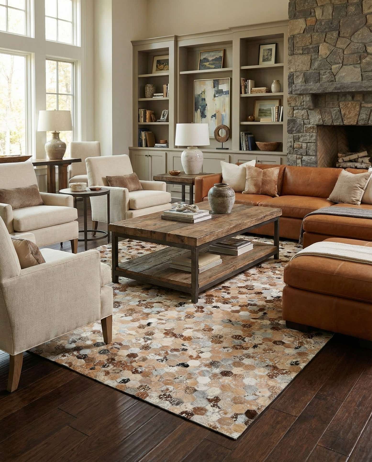 5' 4 x 7' 8 Cowhide Stocks Rug