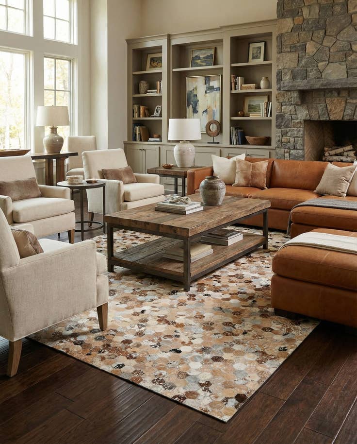 Detail image of 5' 4 x 7' 8 Cowhide Stocks Rug
