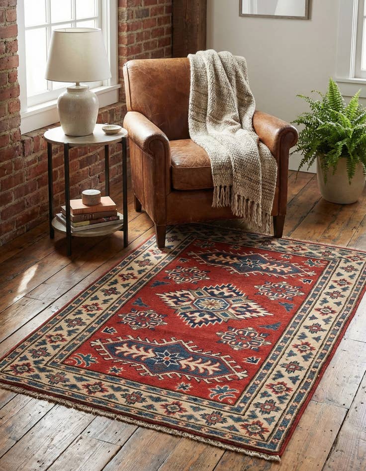 Detail image of 2' 7 x 4'  Hand Knotted Kazak Rug