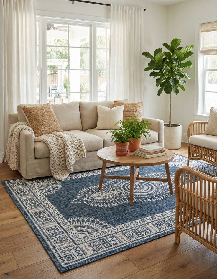 Detail image of 6' x 9'  Washable Traditional Indoor / Outdoor Rug