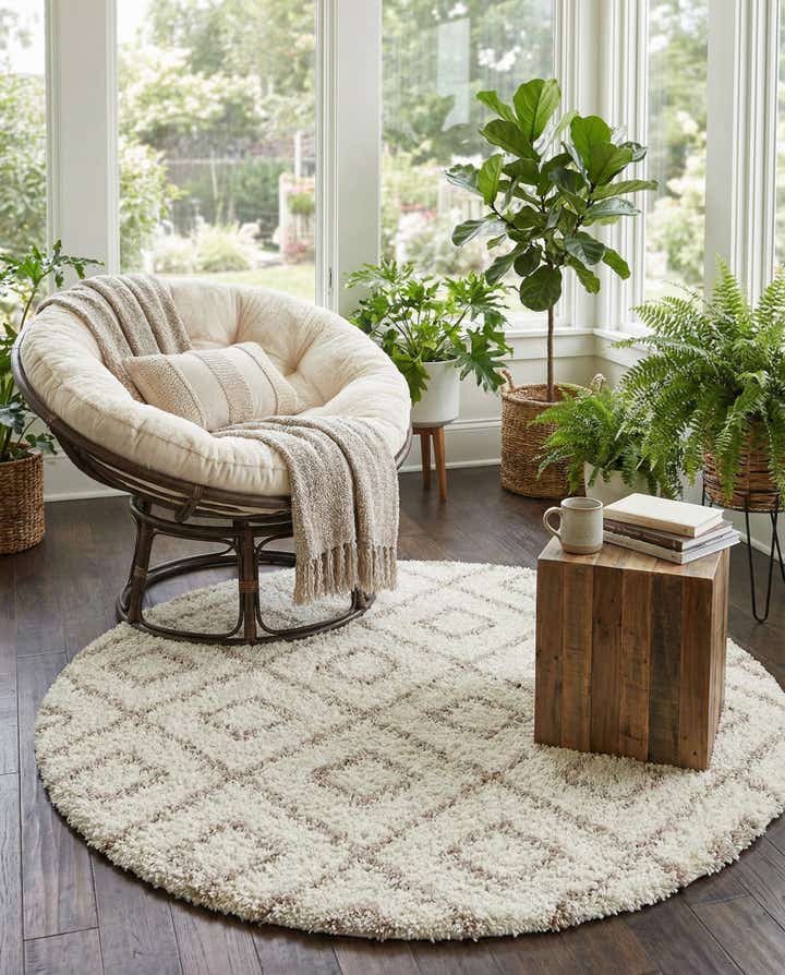 6' x 6' Lattice Shag Round Rug