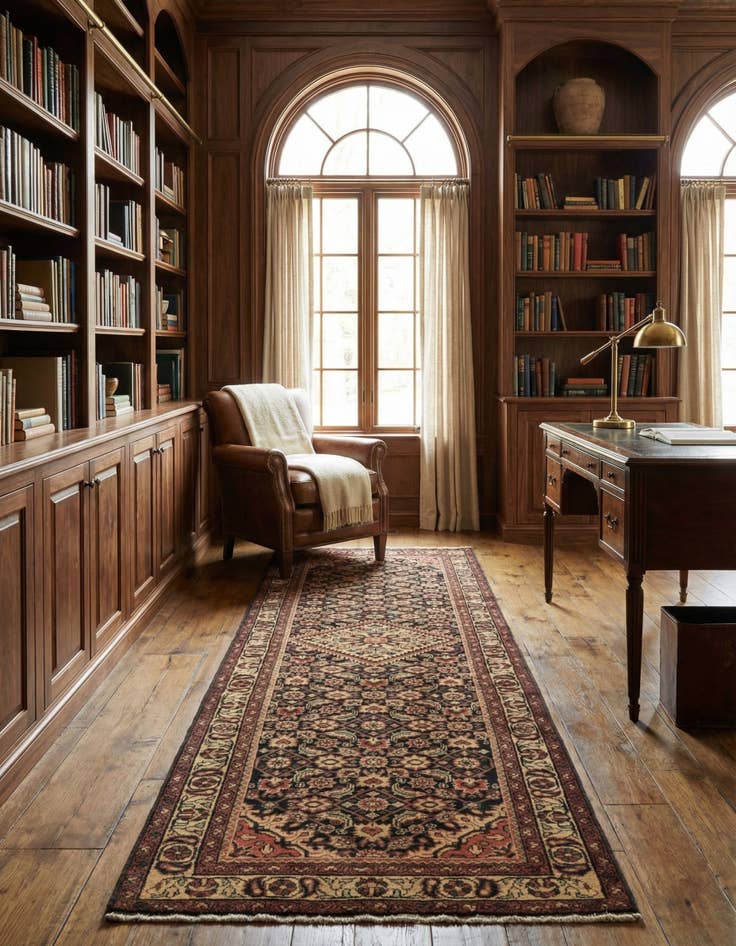 Detail image of 3' 8 x 10' 3  Hand Knotted Hossainabad Persian Wool Runner Rug