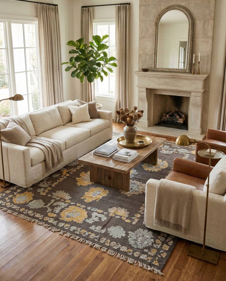 Detail image of 9' 3 x 12' 5 Hand Knotted Oushak Wool Rug