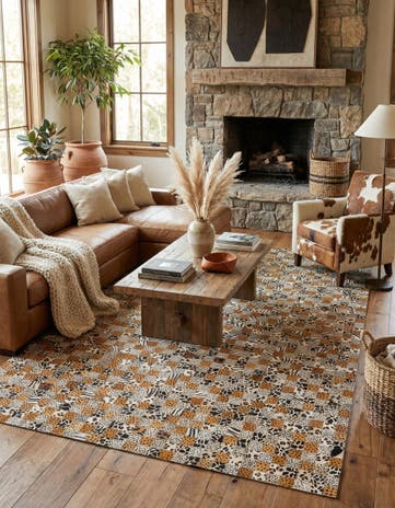 5' 1 x 8' Cowhide Leather Rug