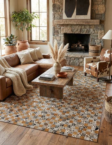 5' 1 x 8' Cowhide Leather Rug