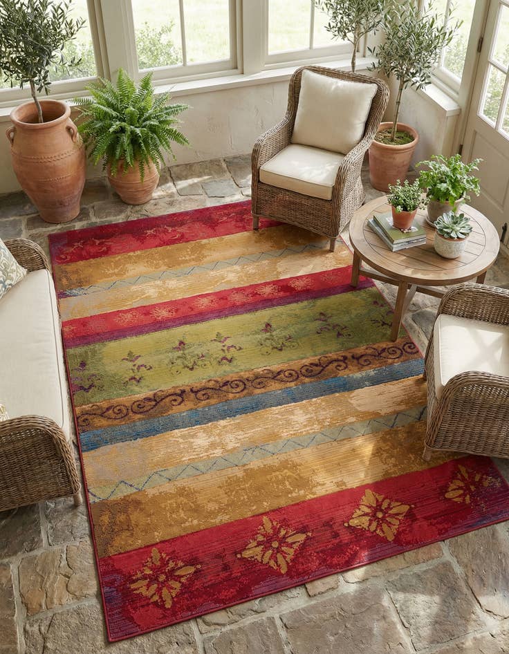 Detail image of 5' 3 x 8'  Washable Modern Indoor / Outdoor Rug