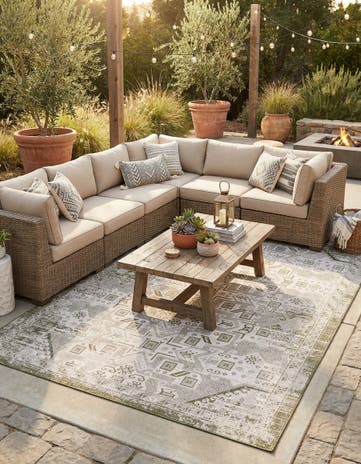 10' x 14' Easy-Clean Aztec Indoor / Outdoor Rug