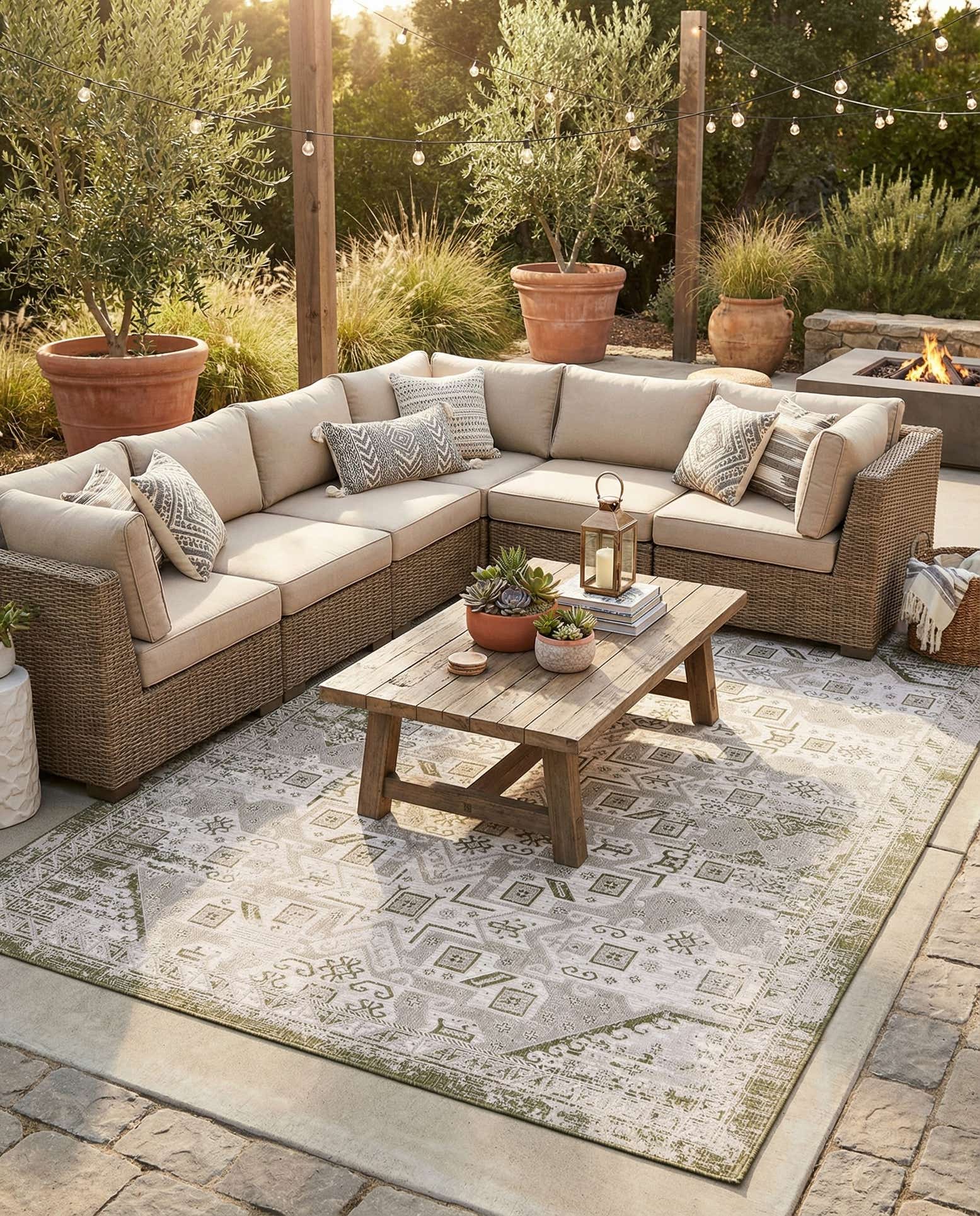 10' x 14' Easy-Clean Aztec Indoor / Outdoor Rug