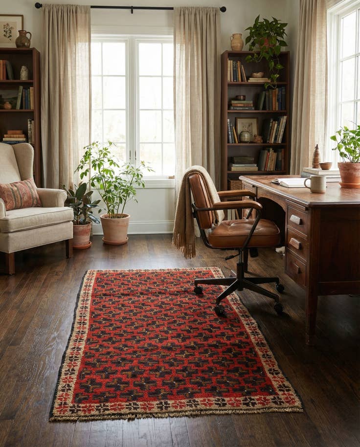 Detail image of 2' 10 x 4' 7 Hand Knotted Balouch Persian Wool Rug