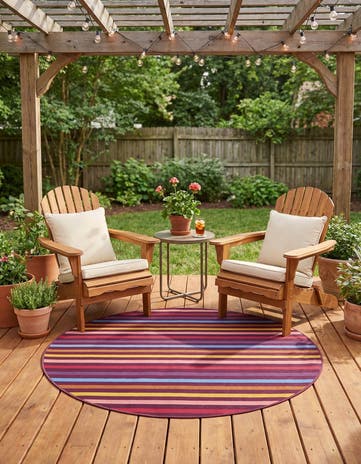 4' x 4' Easy-Clean Ribbon Indoor / Outdoor Round Rug