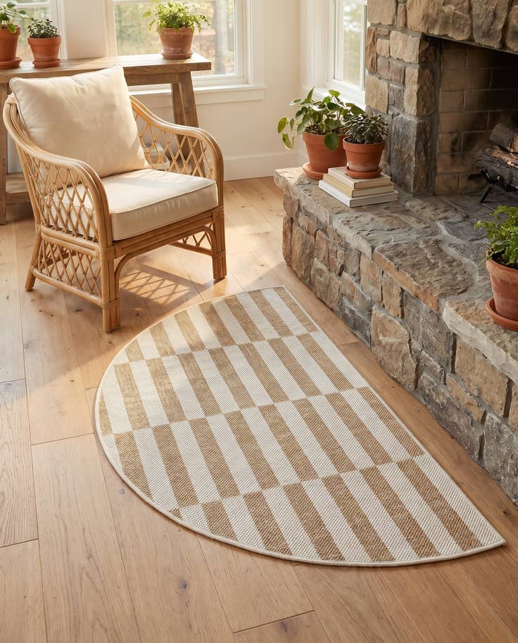 Detail image of 2' 7 x 4' Easy-Clean Ribbon Indoor / Outdoor Hearth Rug
