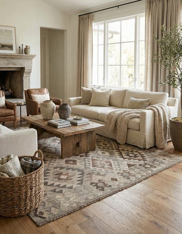 5' 9 x 7' 11 Hand Woven Kilim Maymana Wool Rug