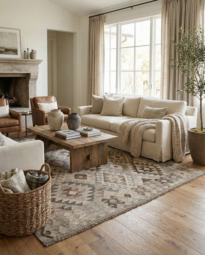 5' 9 x 7' 11 Hand Woven Kilim Maymana Wool Rug