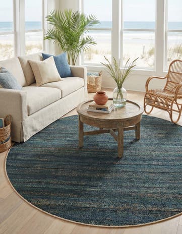 7' 10 x 7' 10 Hand Woven Palm Beach Jute Round Rug