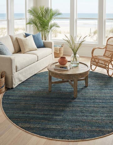 7' 10 x 7' 10 Hand Woven Palm Beach Jute Round Rug
