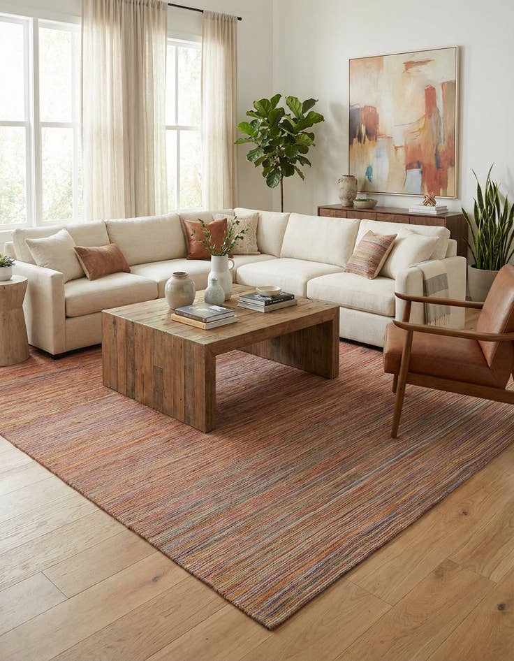 Detail image of  7' x 9' 4  Hand Woven Kilim Modern Wool Rug