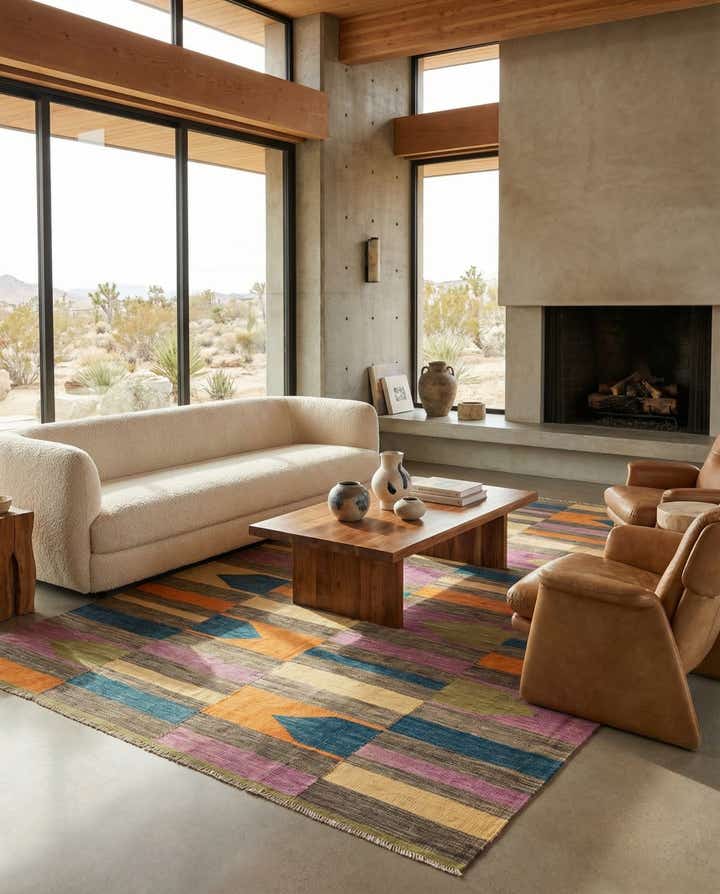 6' 9 x 10' Hand Woven Kilim Modern Wool Rug
