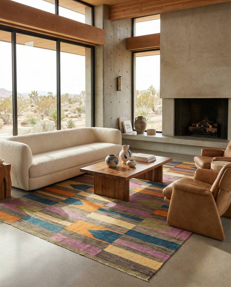 Detail image of 6' 9 x 10' Hand Woven Kilim Modern Wool Rug
