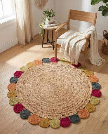  3' 3 x 3' 3  Hand Braided Jute Round Rug
