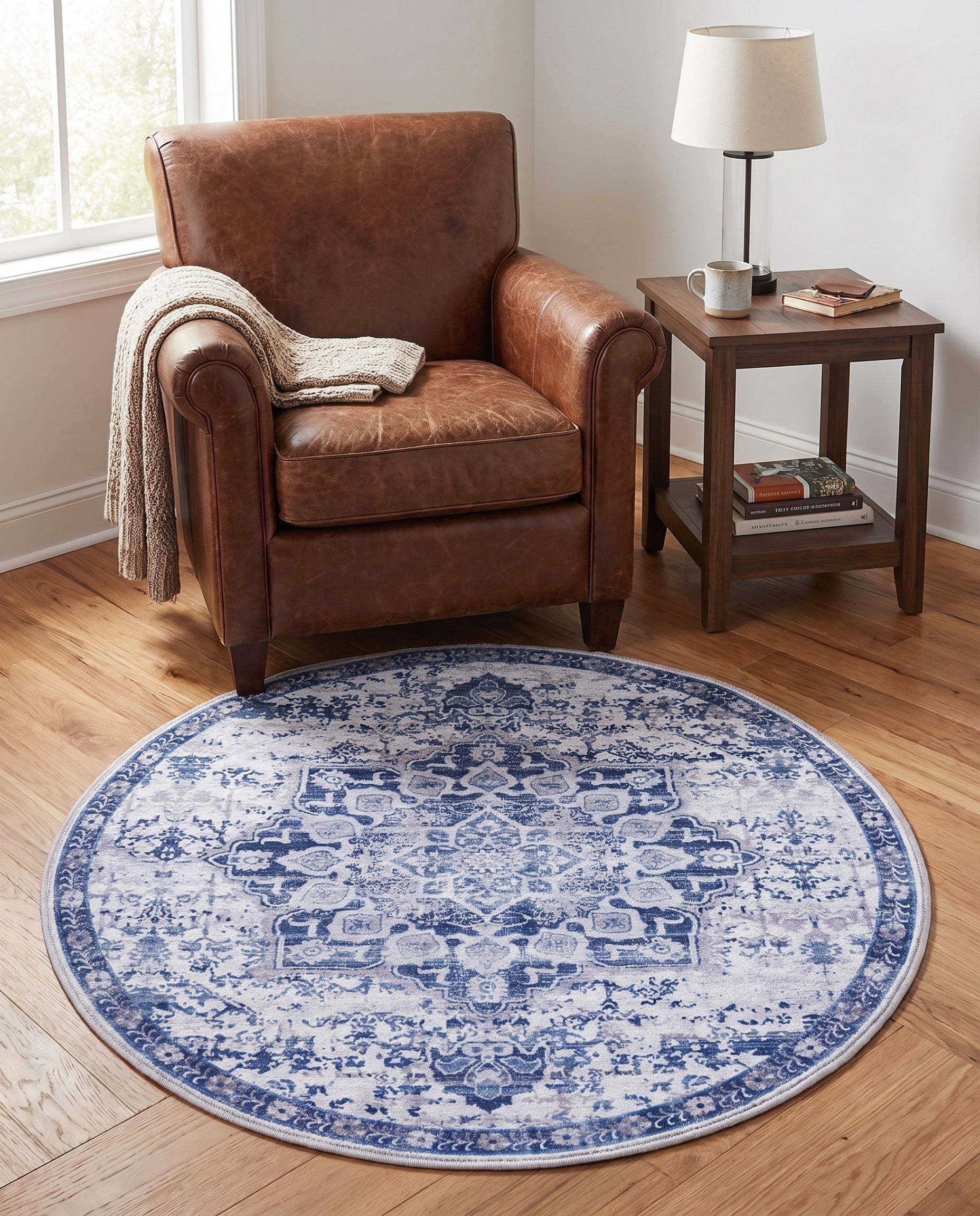 3' 3 x 3' 3 Washable Francesca Round Rug