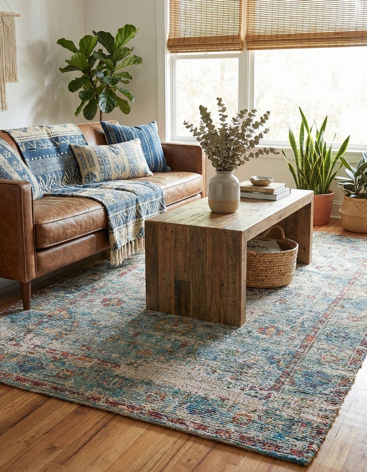 5' 3 x 8' Hand Woven Chenille Jute Rug