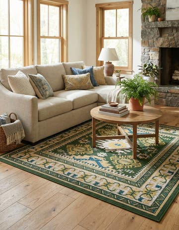 Green Easy-Clean Baja Indoor / Outdoor Square Rug