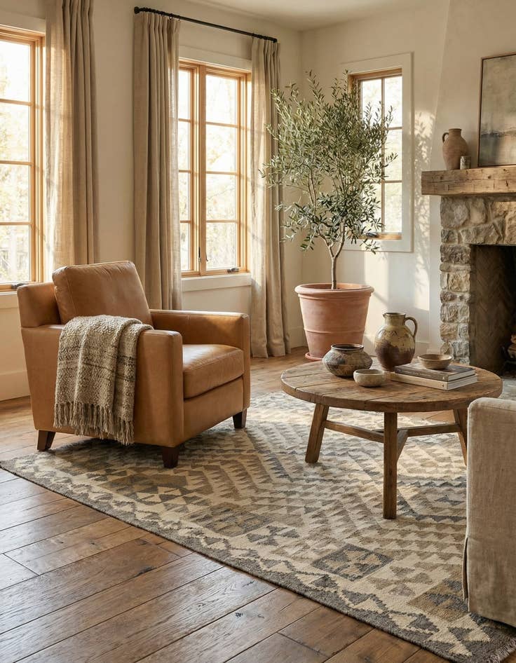 Detail image of  4' x 5' 11  Hand Woven Kilim Maymana Wool Rug