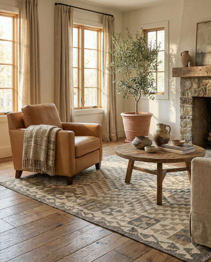 4' x 5' 11 Hand Woven Kilim Maymana Wool Rug