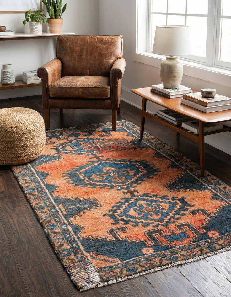 Detail image of 3' 1 x 5' 2  Hand Knotted Ultra Vintage Persian Wool Rug