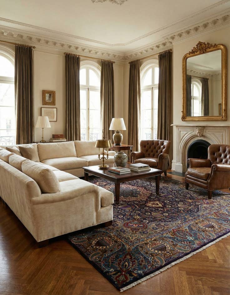 Detail image of 9' 3 x 12' 7  Hand Knotted Kashmar Persian Wool Rug