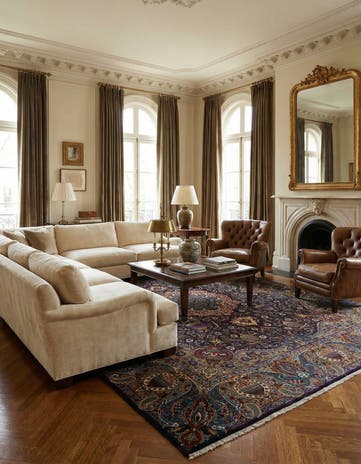 9' 3 x 12' 7 Hand Knotted Kashmar Persian Wool Rug