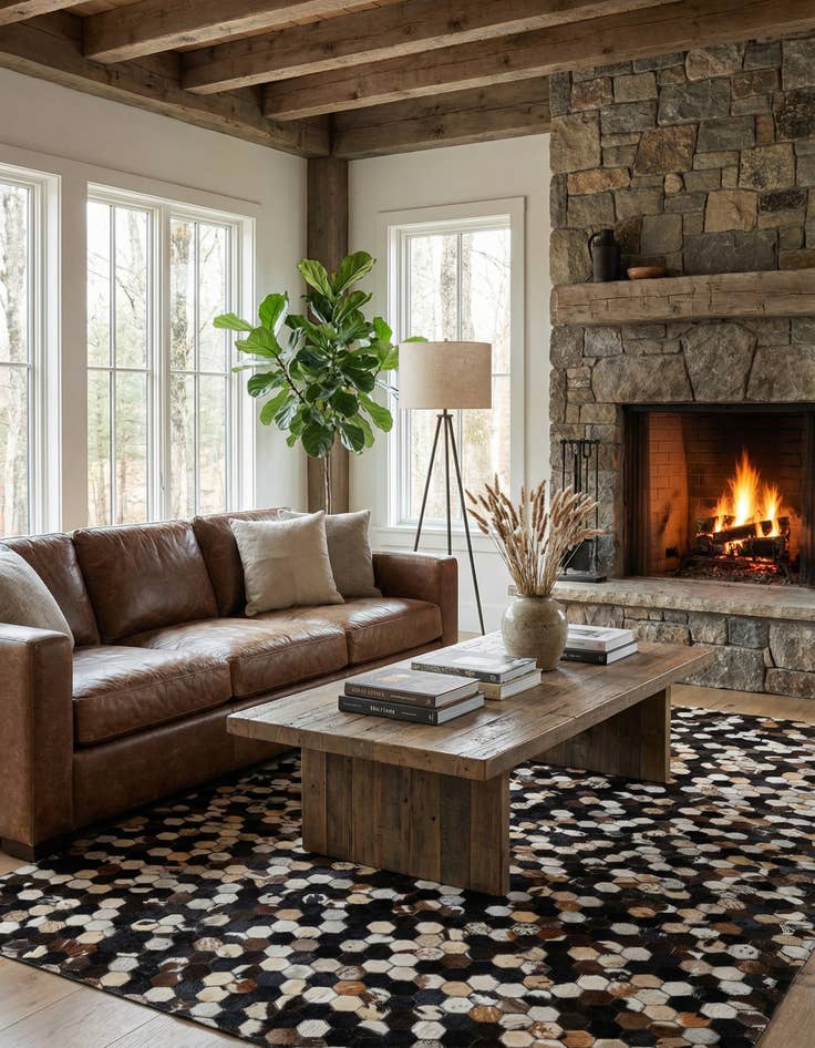 Detail image of  5' x 7' 11 Cowhide - Patchwork Rug