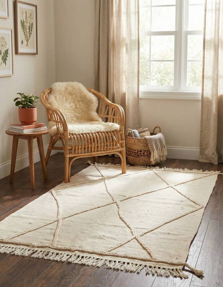 Detail image of 3' 4 x 5' 1  Hand Knotted Moroccan Wool Rug