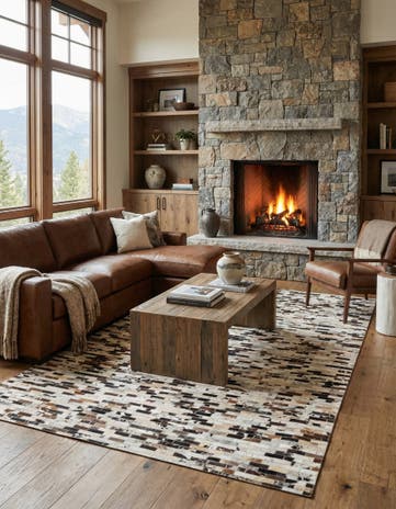 5' x 8' Cowhide Leather Rug