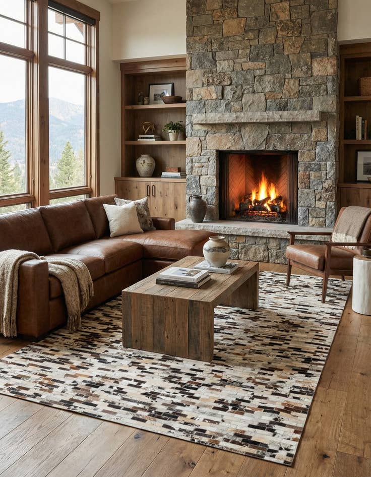 Detail image of 5' x 8' Cowhide Leather Rug