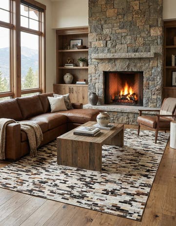 5' x 8' Cowhide Leather Rug
