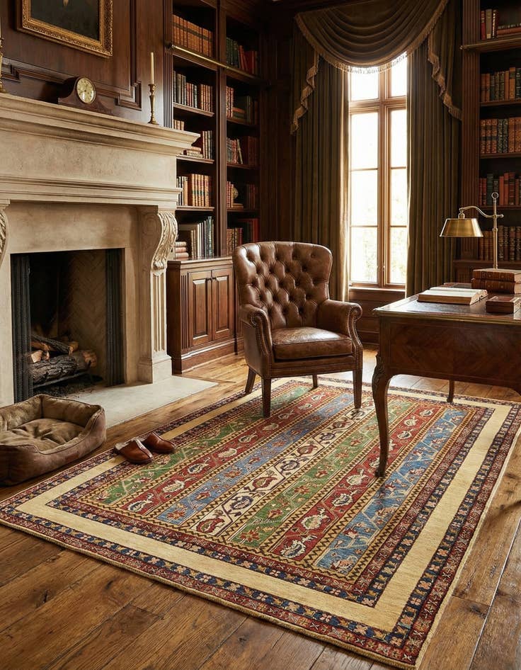 Detail image of  5' x 6' 4  Hand Knotted Ariana Ziegler Rug