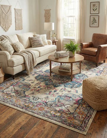 Beige Washable Palazzo Rug