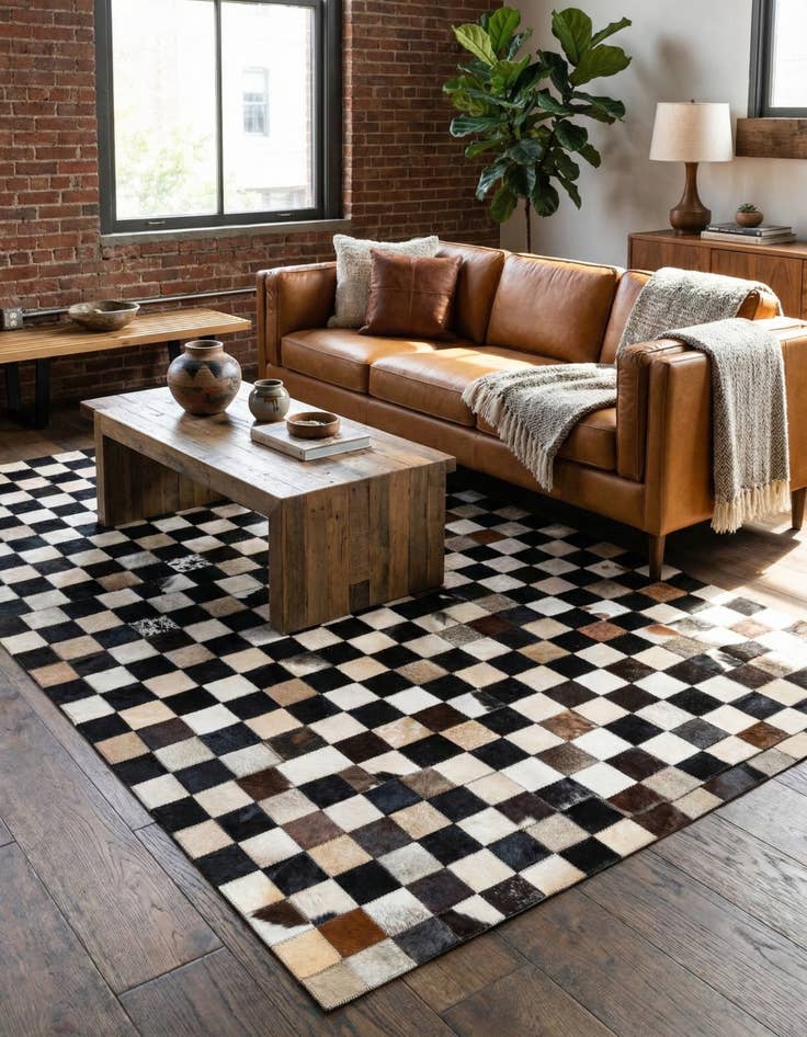 Detail image of  4' 9 x 6' 7 Cowhide Stocks Rug