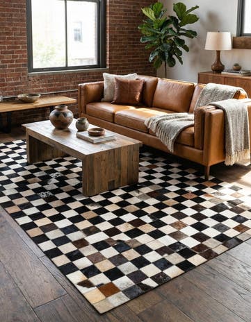 4' 9 x 6' 7 Cowhide Stocks Rug