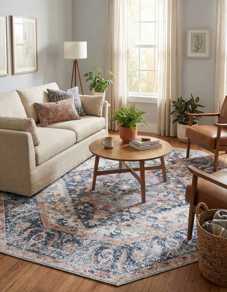 Detail image of  7' 10 x 7' 10  Washable Yara Octagon Rug