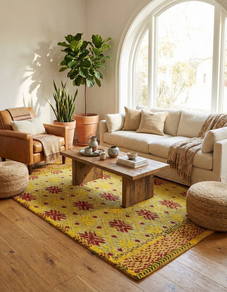 Detail image of 5' 6 x 8'  Hand Knotted Darya Wool Rug