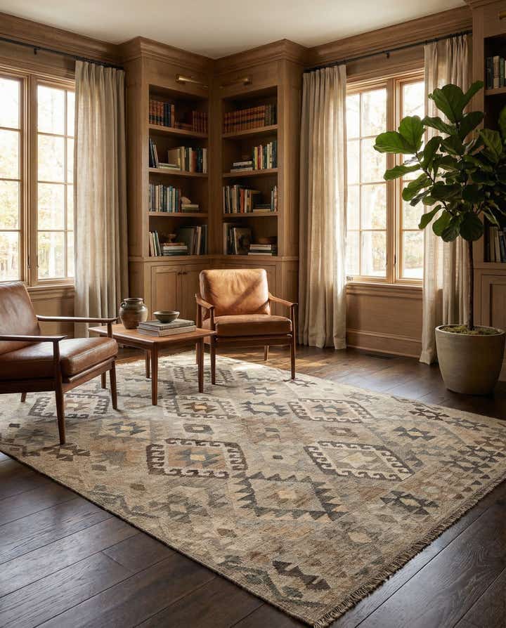 5' 8 x 7' 8 Hand Woven Kilim Maymana Wool Rug