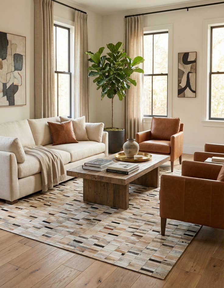 Detail image of 5' 1 x 7' 10 Cowhide Stocks Rug