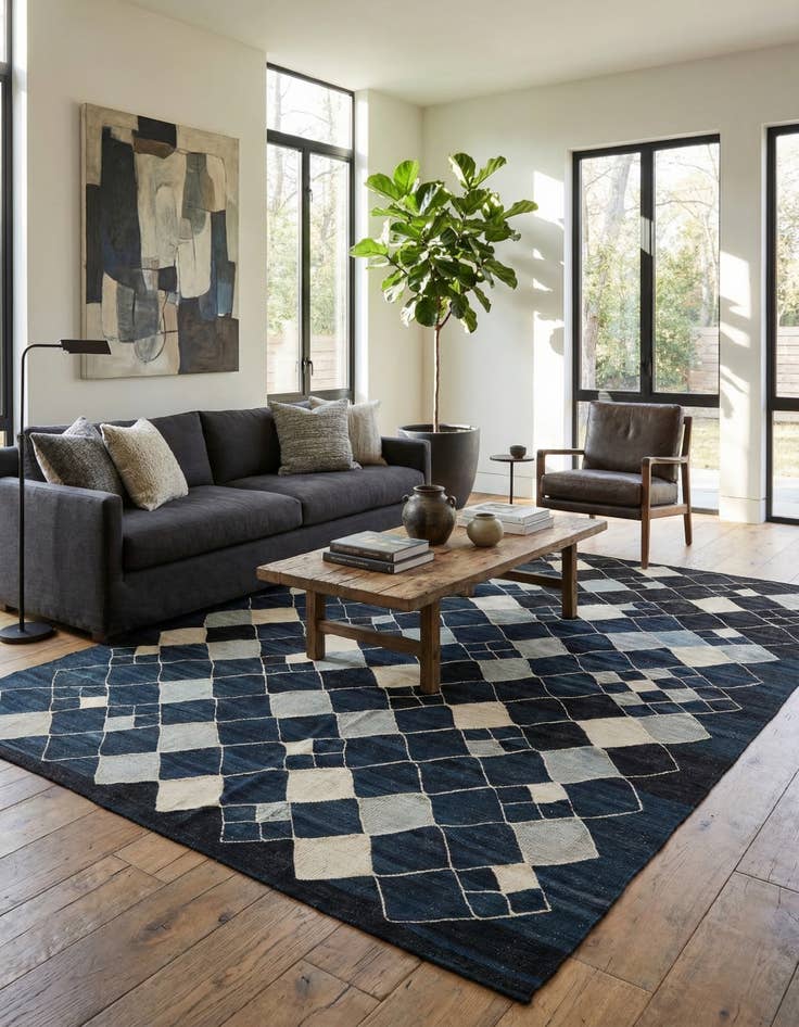 Detail image of 7' 10 x 9' 4  Hand Woven Kilim Modern Wool Rug