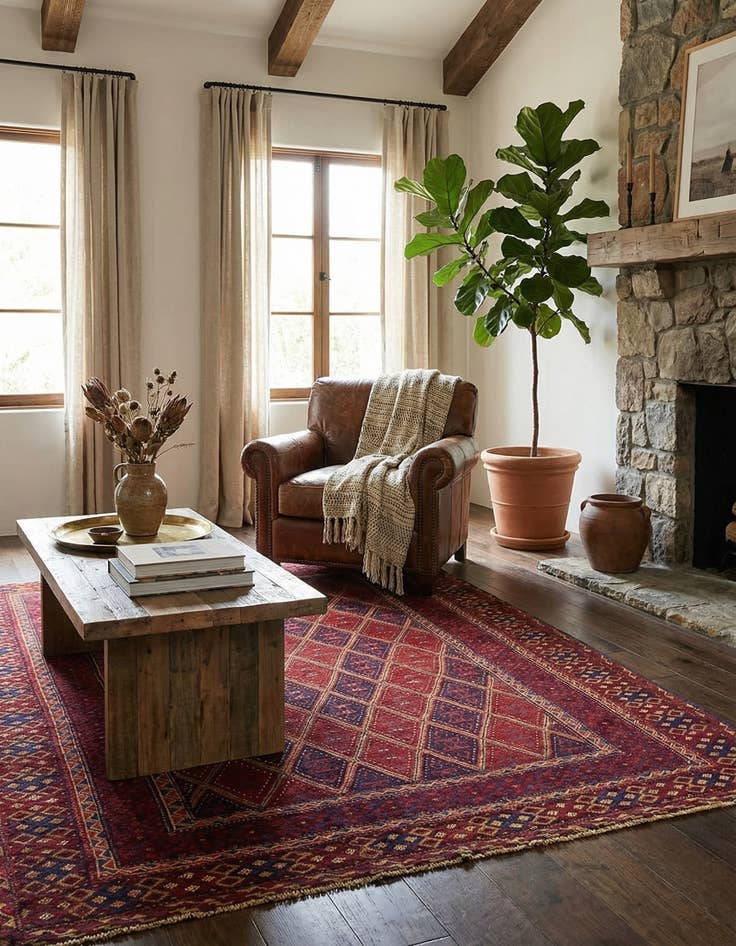 Detail image of  4' 10 x 6' 5  Hand Knotted Sumak Wool Rug