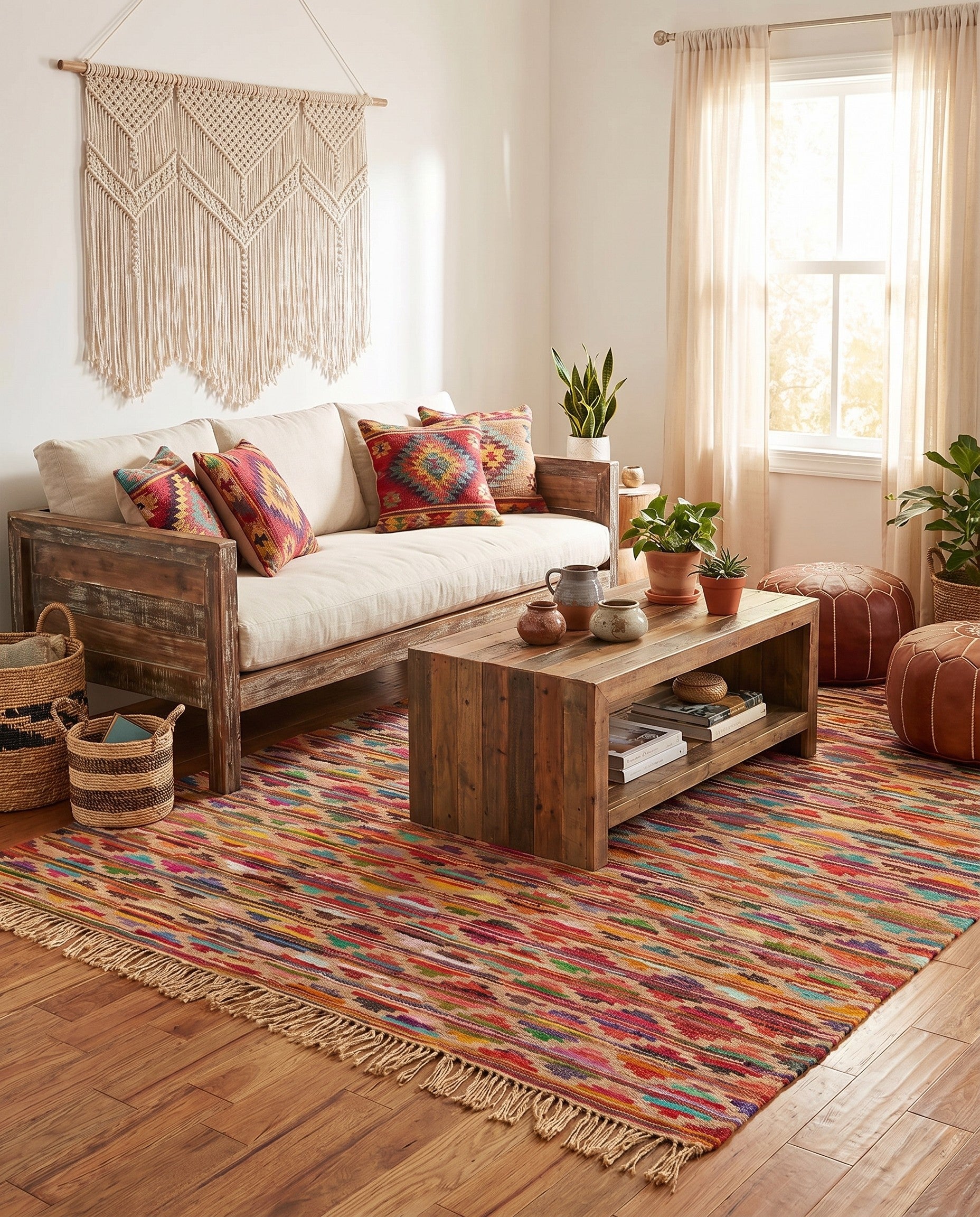 9' x 12' Hand Woven Chindi Trellis Rug