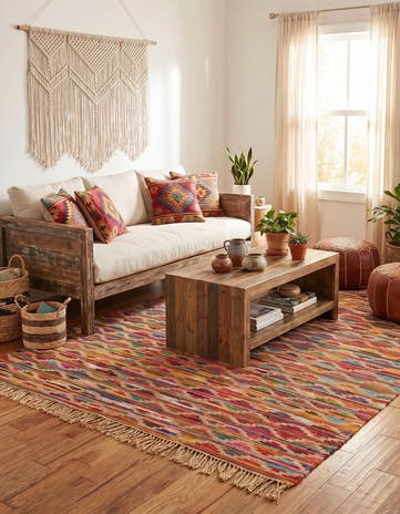 9' x 12' Hand Woven Chindi Trellis Rug