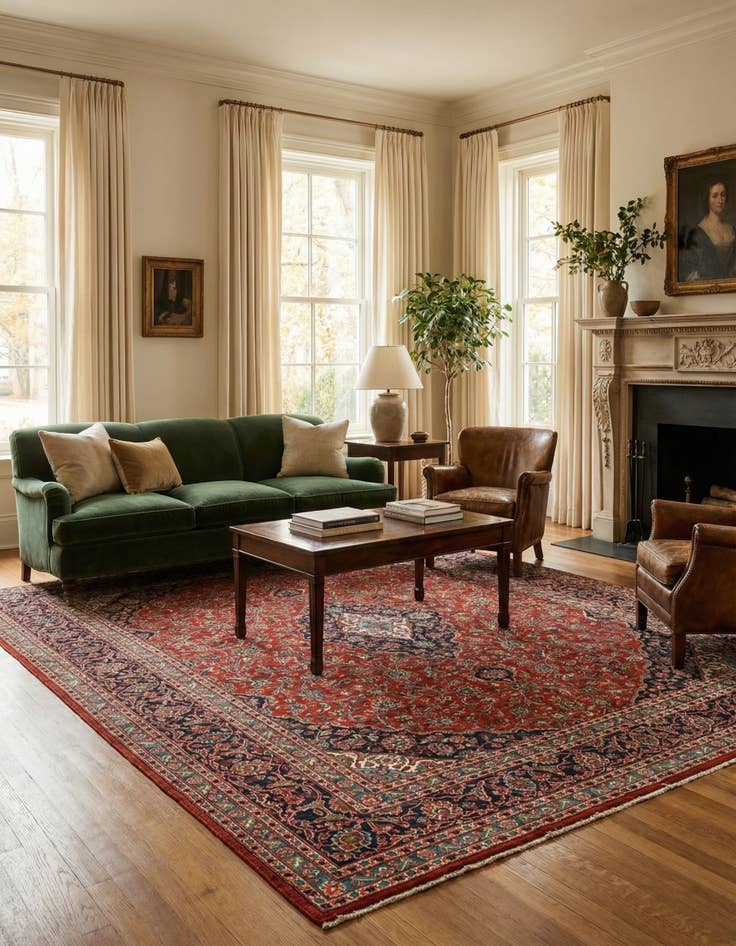 Detail image of  9' 10 x 12' 7  Hand Knotted Mashad Persian Wool Rug