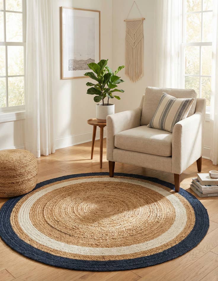 Detail image of 4' 1 x 4' 1  Hand Braided Jute Round Rug